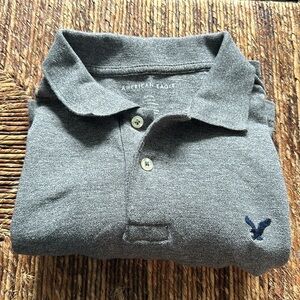 AEO gray pique polo small